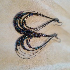 Black and wire dangle earrings